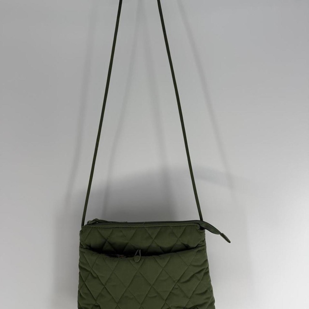 Vera Bradley Olive Green Quilted Microfiber Crossbody Bag Sunflower Lining
